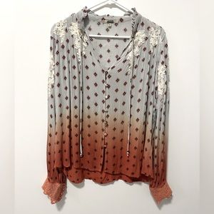 Gimmicks BKE XS Orange Gray Ombré Blouse